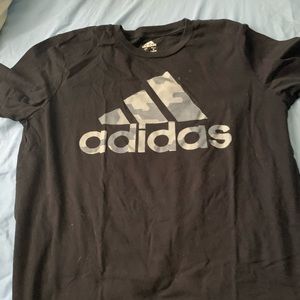 Black shirt with camo adidas logo